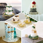 Set of 3 Metal Cake Stands Geometric Reversible Octagon Design Gold - Dessert Display Baskets 7", 9", 11"