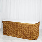 Rosette Satin 21ft Table Skirt Gold - 3D Floral Table Cover