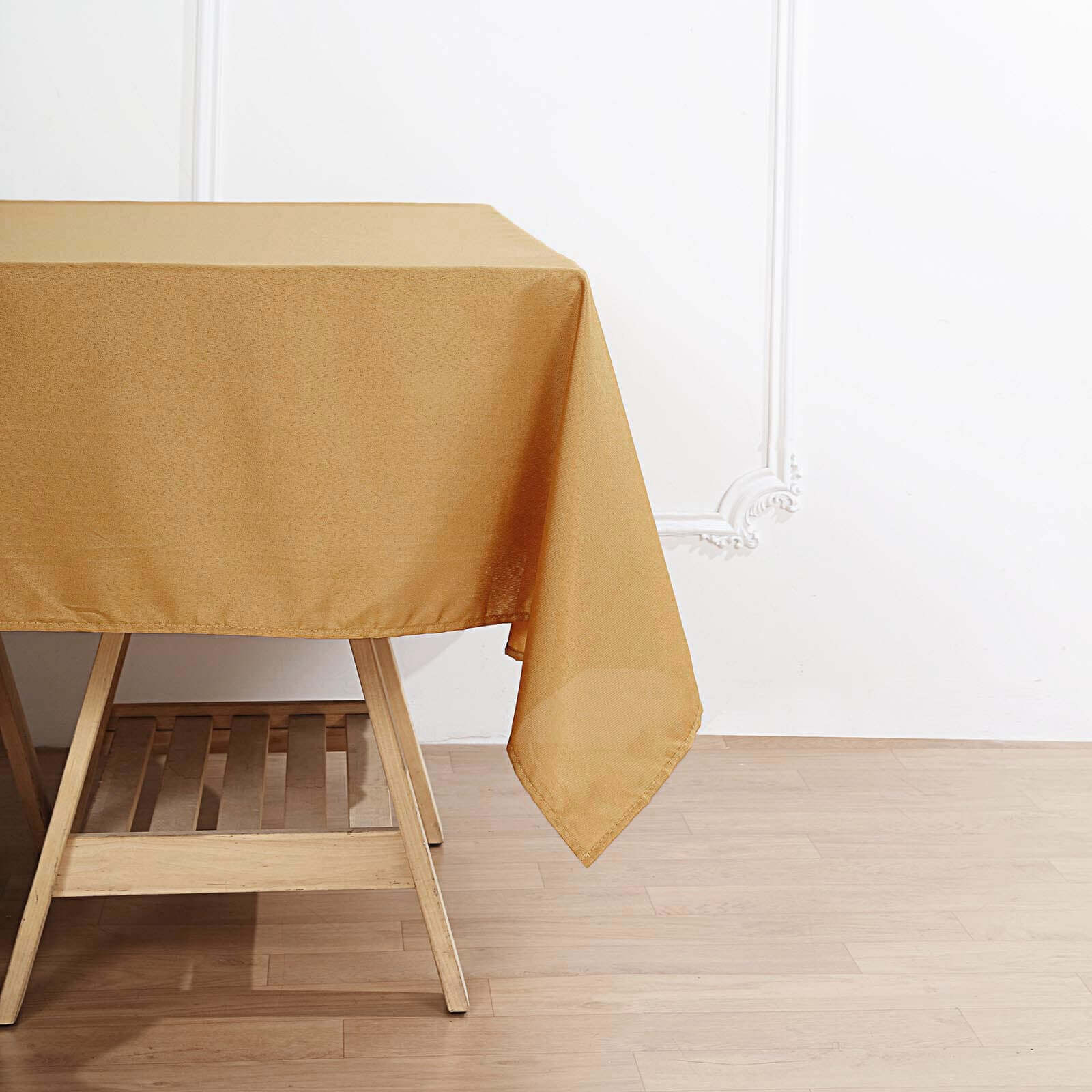 Polyester 70"x70" Table Overlay Square Tablecloth Gold - Wrinkle-Resistant & Durable Table Cover