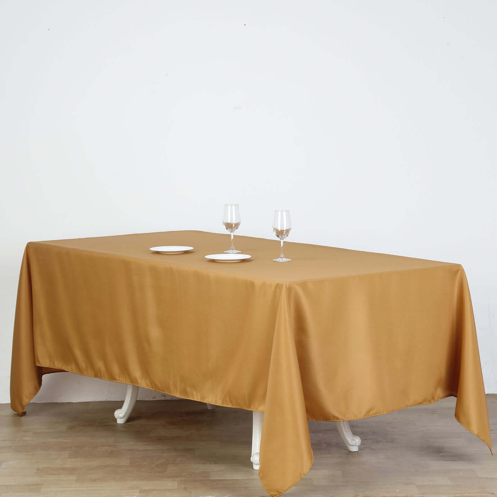 Polyester 72"x120" Rectangle Tablecloth Gold - Durable and Stylish for Events