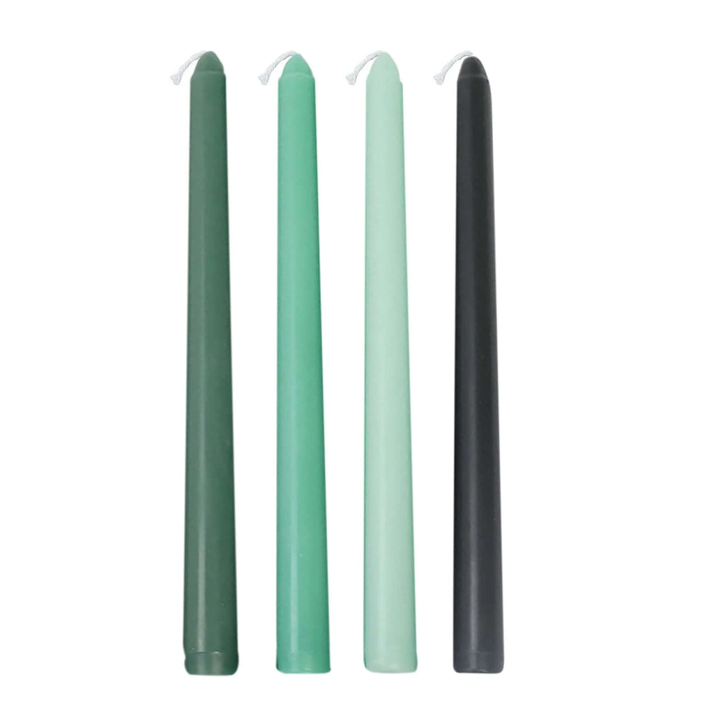 12-Pack Taper Candles Premium Wax Design Mixed Green - Unscented Candles for Sophisticated Decor 10"