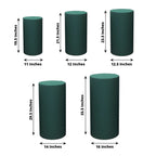 Set of 5 Hunter Emerald Green Spandex Cylinder Pedestal Stand Covers, Stretchable Pillar Prop Covers - 160 GSM