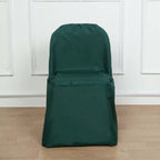 Polyester Slip On Folding Chair Covers Hunter Emerald Green - Stain-Resistant Reusable Durable Fabric