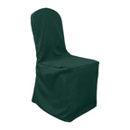 Polyester Slip On Banquet Chair Covers Hunter Emerald Green - Stain-Resistant Reusable Durable Fabric