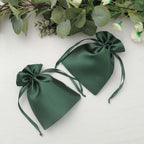 12 Pack 5"x7" Hunter Emerald Green Satin Wedding Party Favor Bags, Drawstring Pouch Gift Bags
