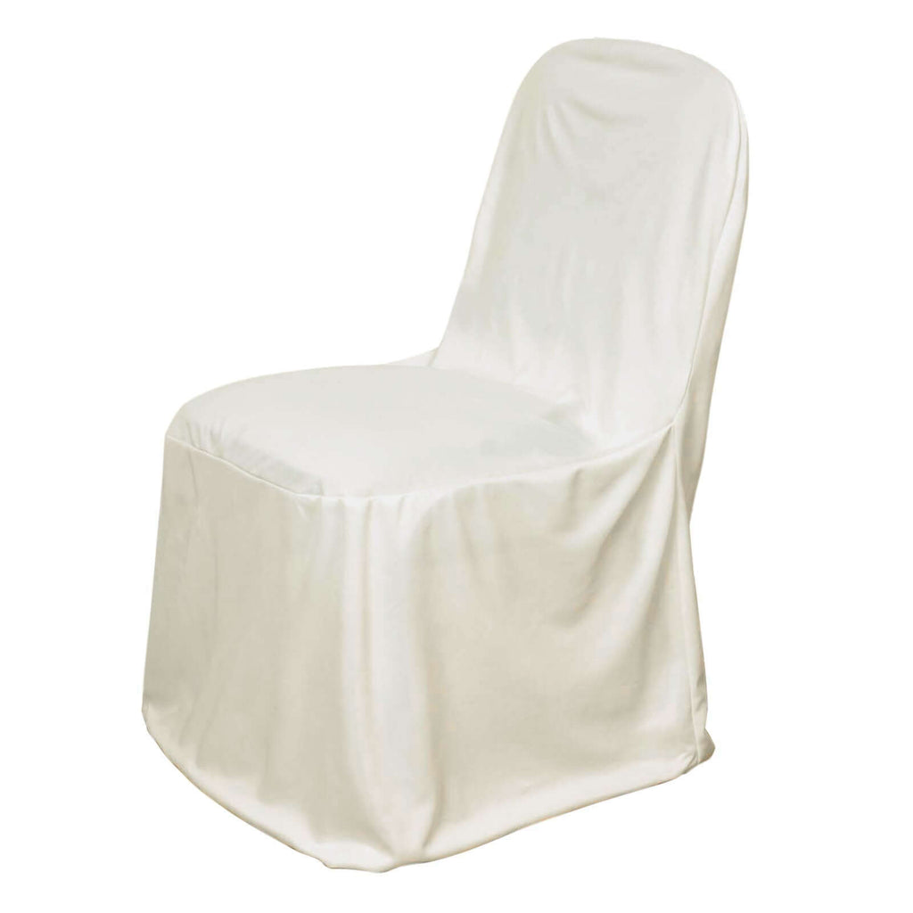 Scuba Stretch Chair Cover Ivory for Banquet Chairs Slim Fit Design - Wrinkle Free and Durable Slipcover