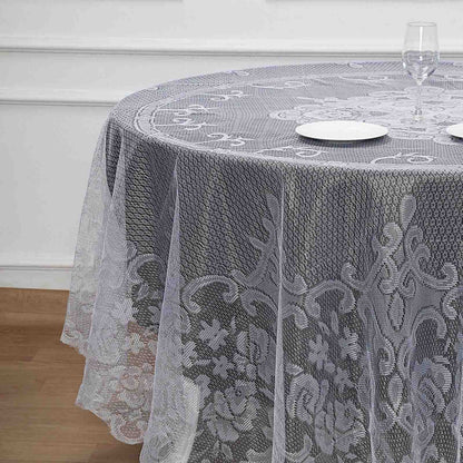 Lace 90" Round Tablecloth White - Premium Design for Versatile Table Decor