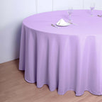 Polyester 120" Round Tablecloth Lavender Lilac - Seamless Wrinkle-Resistant Table Cover