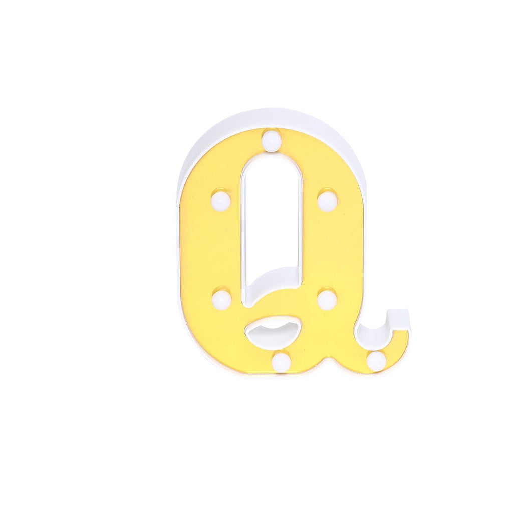 3D Marquee Letter "Q" Warm White 7 LED Lights Gold - Chic Light-Up Decor for Events 6"