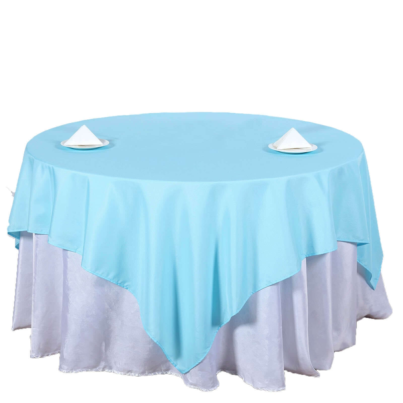 Polyester 70"x70" Table Overlay Square Tablecloth Light Blue - Wrinkle-Resistant & Durable Table Cover