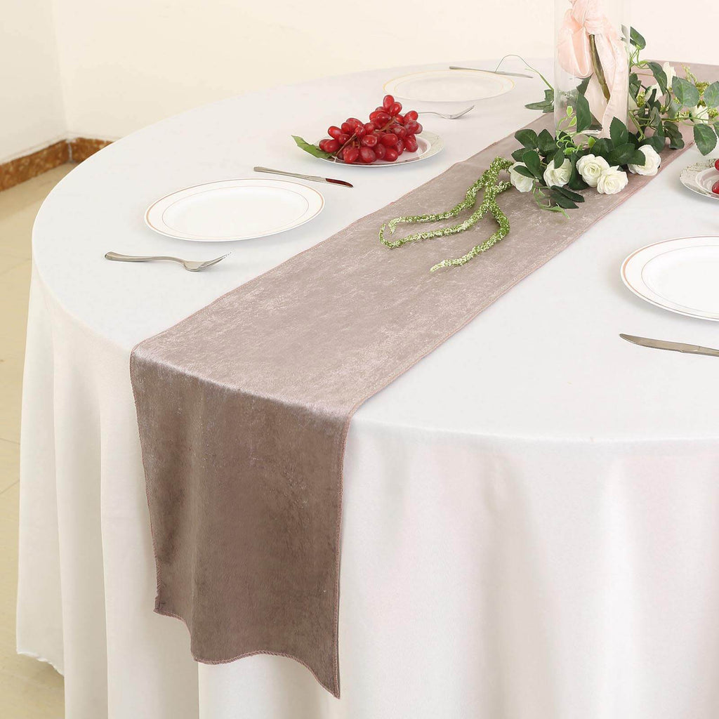 Premium Velvet 12"x108" Table Runner Mauve - Sheen Finish Reusable Table Decor