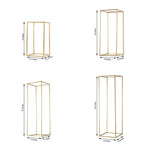Set of 4 Metal Flower Stands Frame Wedding Column Centerpieces Matte Gold - Durable Display 16"/24"/32"/40"