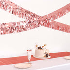 16ft Metallic Rose Gold Foil Tassel Fringe Backdrop Banner, Tinsel Garland Decor