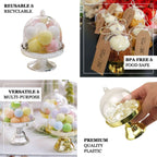12-Pack Fillable Mini Pedestal Candy Container Clear/Silver - Stylish Candy Treat Favor Containers with Dome Lid 3"