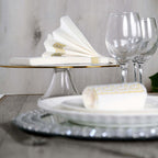 25 Pack Linen-Like Paper 8"x4" Napkins White with Gold Greek Key Design - Soft & Absorbent Airlaid Hand Towels for Exquisite Weddings & Events