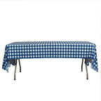 5-Pack Plastic Table Covers Navy Blue Checkered Rectangle - Durable PVC Disposable Covers for Events 54"x108"