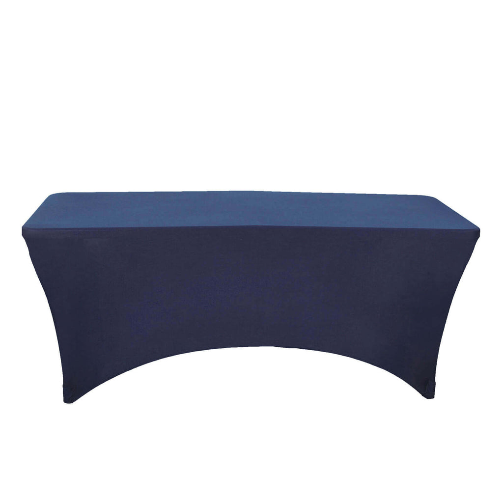 Stretch Spandex 96"x30" Rectangle Table Cover Navy Blue - Durable Form-Fitting Tablecloth