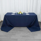 Premium Polyester 90"x156" Rectangle Tablecloth Navy Blue - Seamless 220GSM Stain-Resistant Table Cover