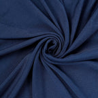 Spandex 30" Round Cocktail Table Cover Skirt Navy Blue With Natural Wavy Drapes