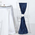 5 Pack Taffeta 6"x106" Chair Sashes Navy Blue Accordion Crinkle Texture - Stylish Decor for Weddings & Gatherings