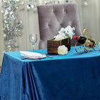 Premium Velvet 90"x132" Rectangle Tablecloth Navy Blue - Reusable Soft & Seamless Table Cover