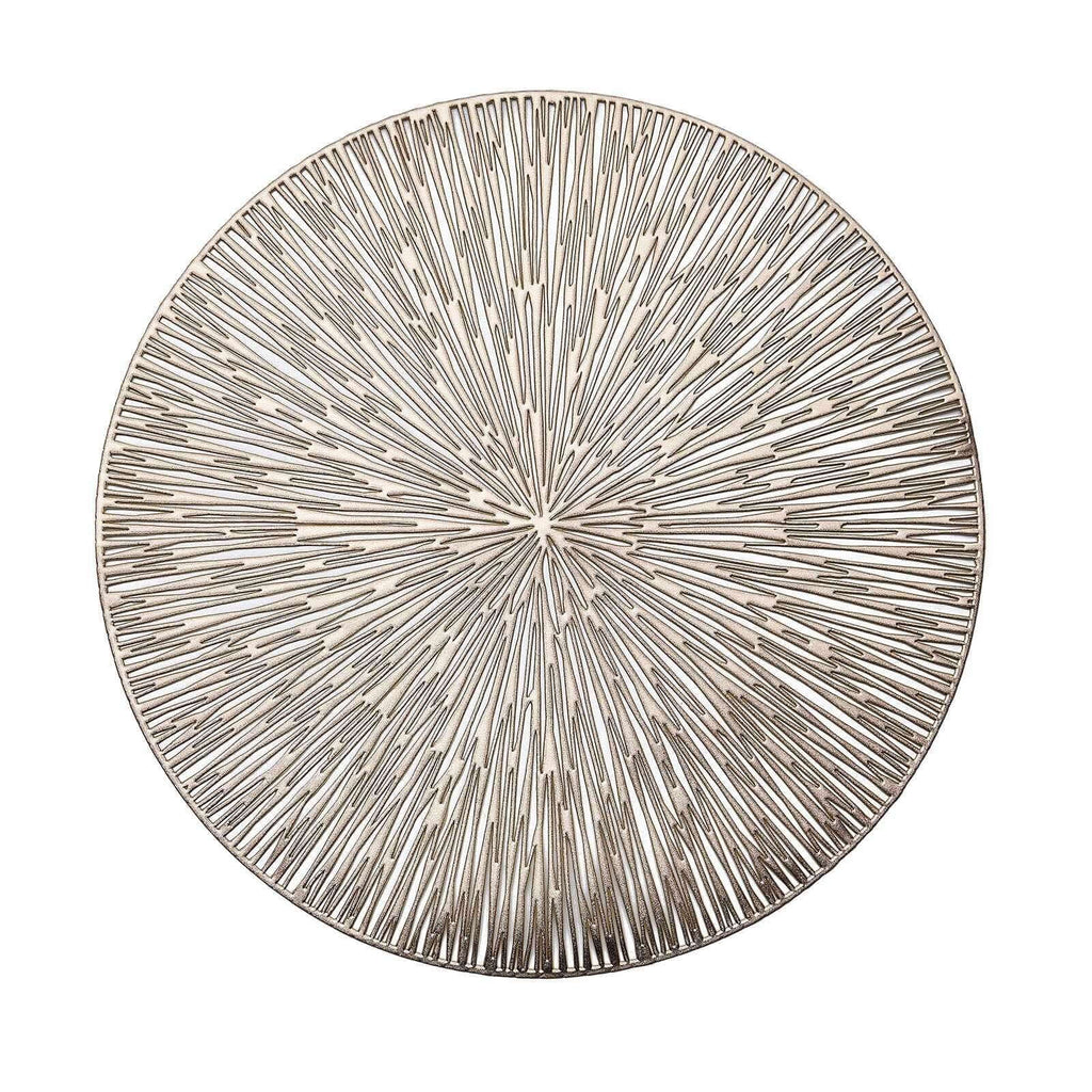 6-Pack Dining Table Mats Spiked Design Gold - Vinyl Non-Slip Surface with Modern Appeal 15"