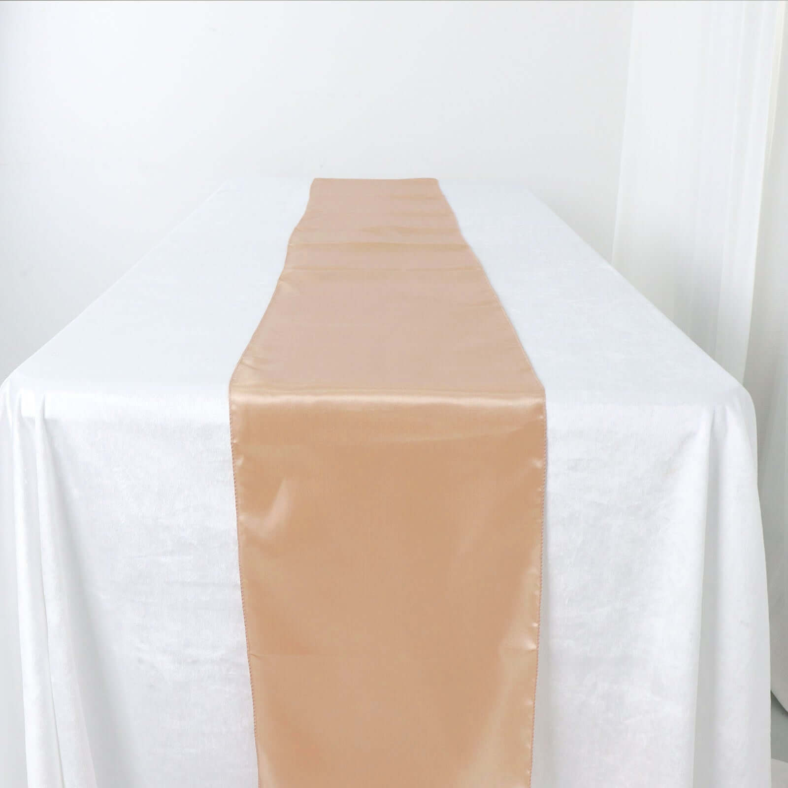 Satin 12"x108" Table Runner Nude - Stylish Table Linen