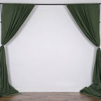 2 Pack Olive Green Scuba Polyester Event Curtain Drapes, Durable Flame Resistant Backdrop Event Panels Wrinkle Free with Rod Pockets - 10ftx10ft