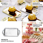 12-Pack Display Trays Party Favor Rectangular Design Silver - Mini Serving Platters for Candy and Desserts 4"