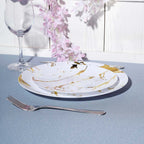 10-Pack Plastic 8" Round Dessert Plates in White with Gold Marble Print - Disposable Appetizer/Salad Plates for Chic Banquets & Special Occasions