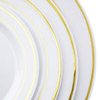10-Pack Plastic Dinner Plates White with TrÃ¨s Chic Gold Rim - Perfect Disposable Party Plates 10"
