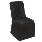 Polyester Chair Cover with Square Top for Banquet Chairs Black - Durable Reusable Slip-On Cover