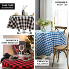 Polyester 90" Round Tablecloth White/Green - Checkered Buffalo Plaid Table Cover