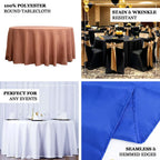 Premium Polyester 132" Round Tablecloth Black - Seamless 220GSM Wrinkle-Resistant Design for Upscale Occasions