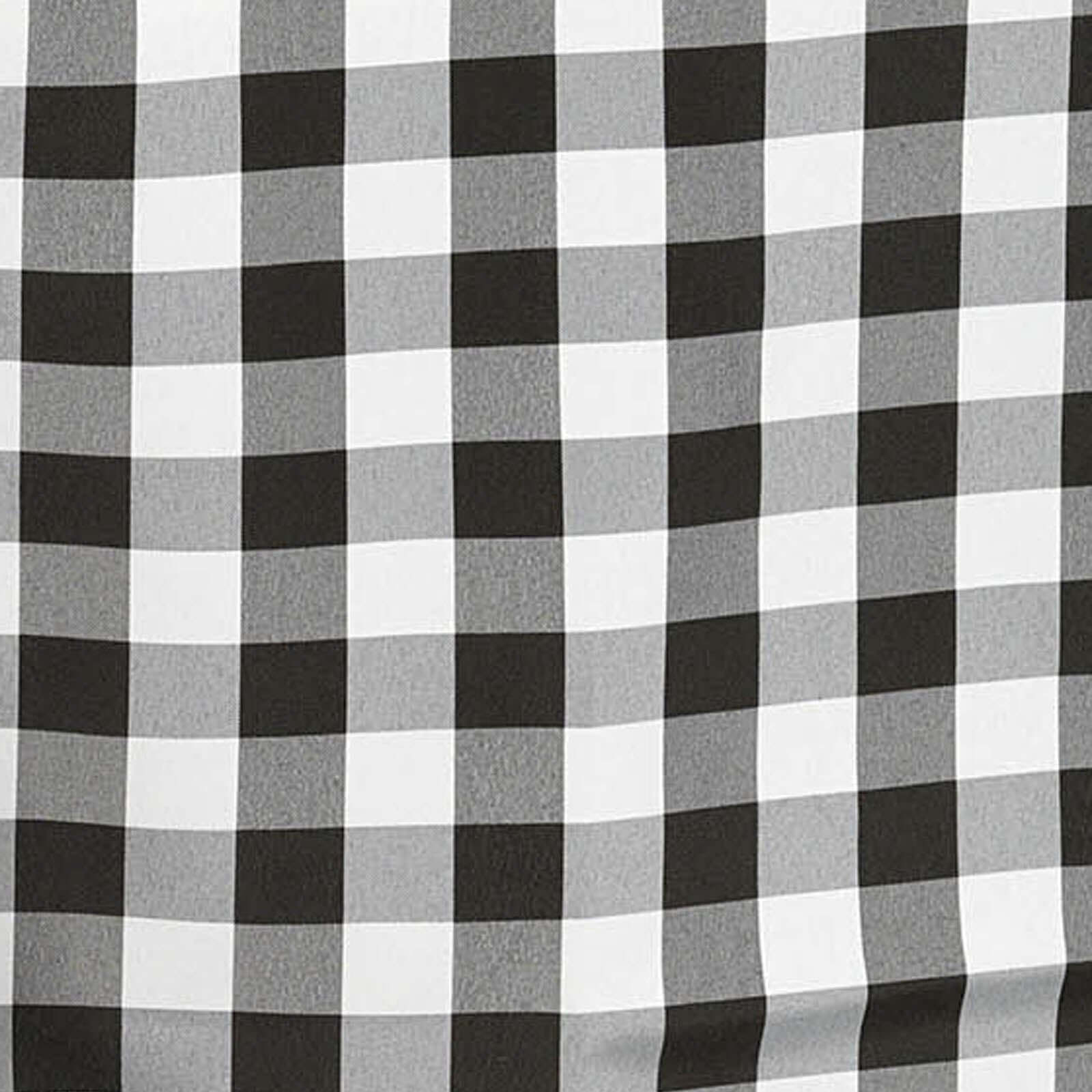 Polyester 90"x132" Rectangle Tablecloth White/Black - Seamless Checkered Buffalo Plaid Design for Farmhouse Celebrations