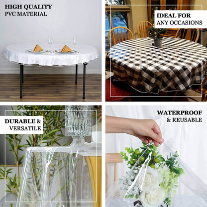 Vinyl Tablecloth Clear Eco-Friendly Round - Reliable PVC Tablecloth 70" 10 Mil Thick