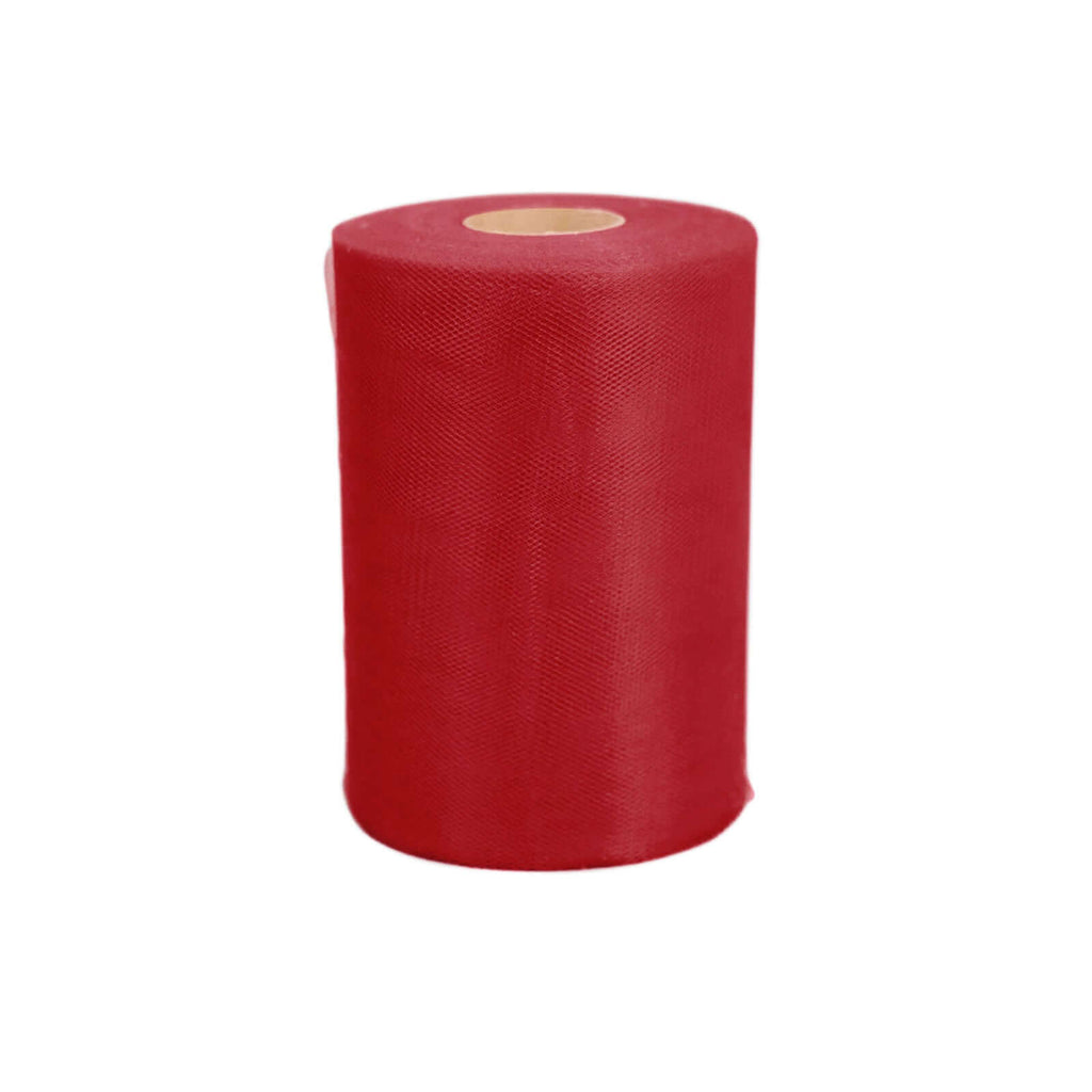 6"x100 Yards Red Tulle Fabric Bolt, Sheer Fabric Spool Roll For Crafts