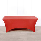Stretch Spandex 96"x30" Rectangle Table Cover Red - Durable Form-Fitting Tablecloth