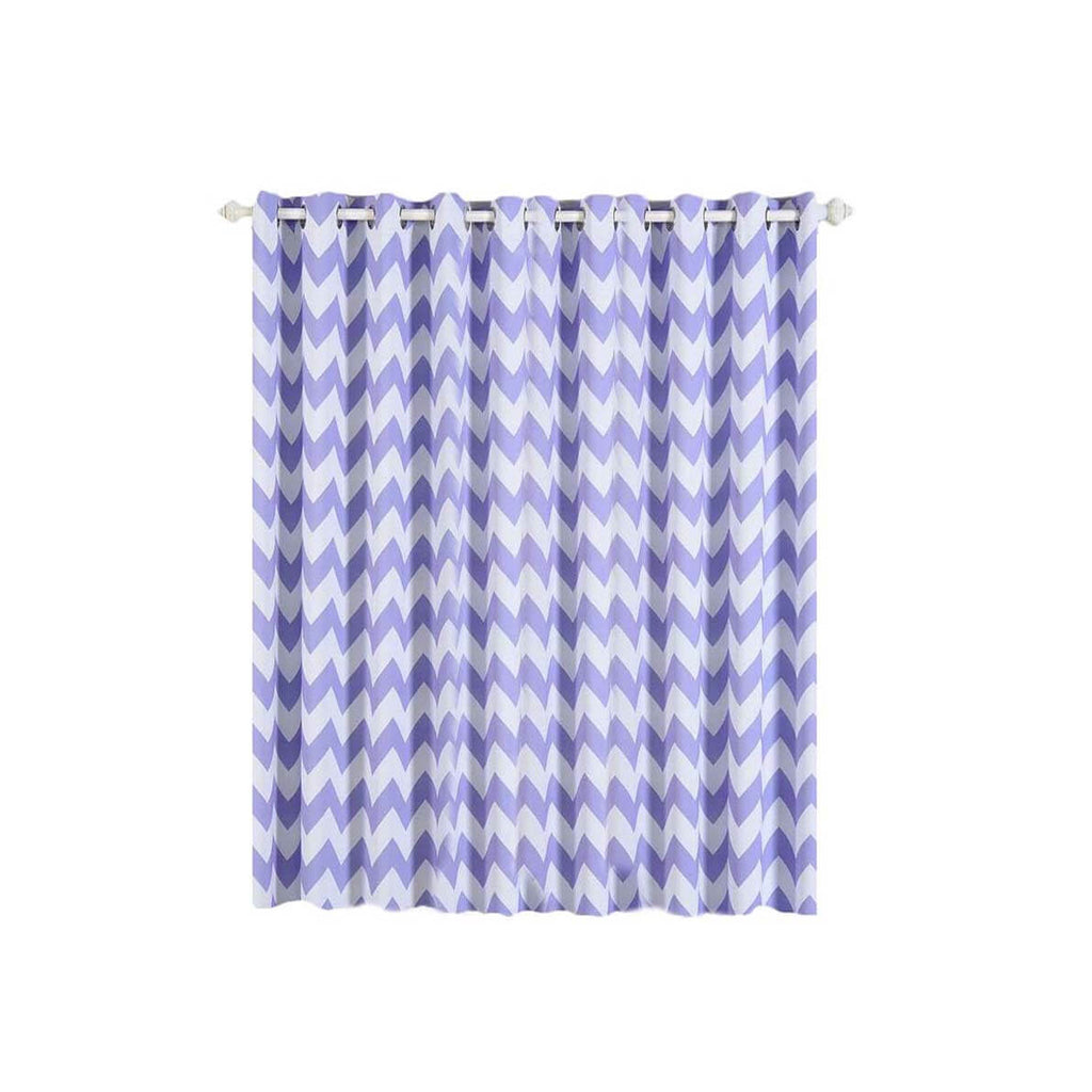 2 Pack White Lavender Lilac Chevron Print Thermal Room Darkening Blackout Window Curtain Panels With Chrome Grommet - 52"x96"