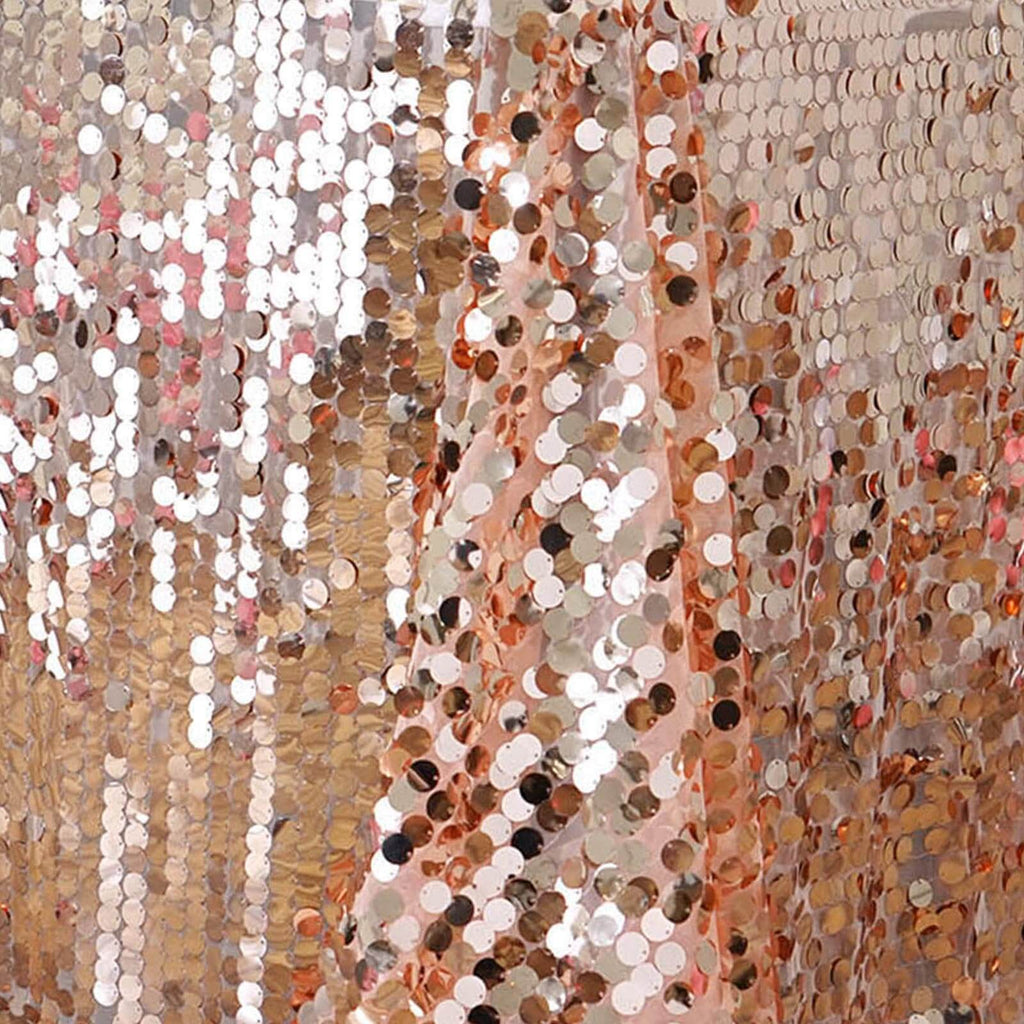 Sequin 90"x156" Rectangle Tablecloth Rose Gold - Seamless Big Payette Table Cover