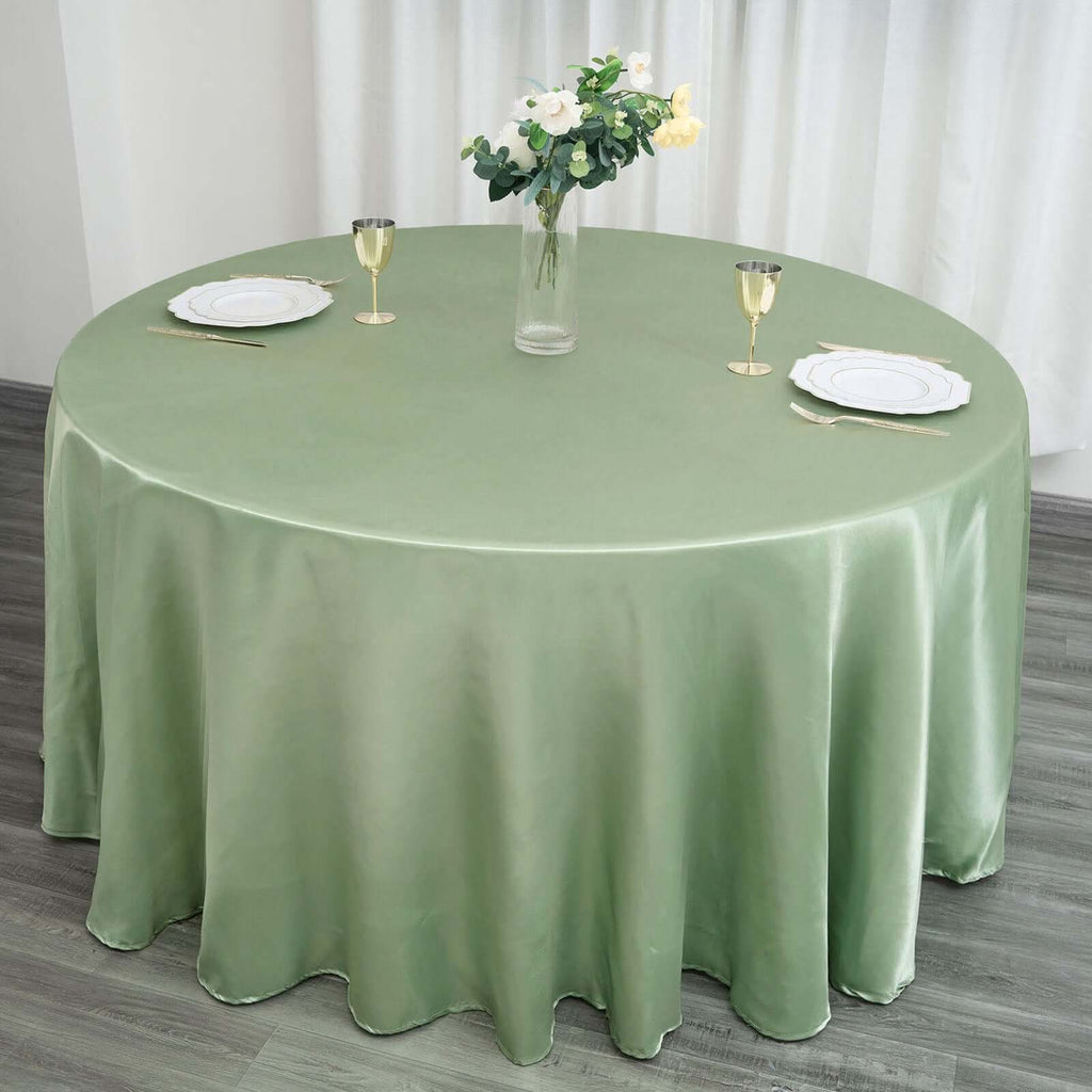 Satin 120" Round Tablecloth Sage Green - Stylish Seamless Table Cover