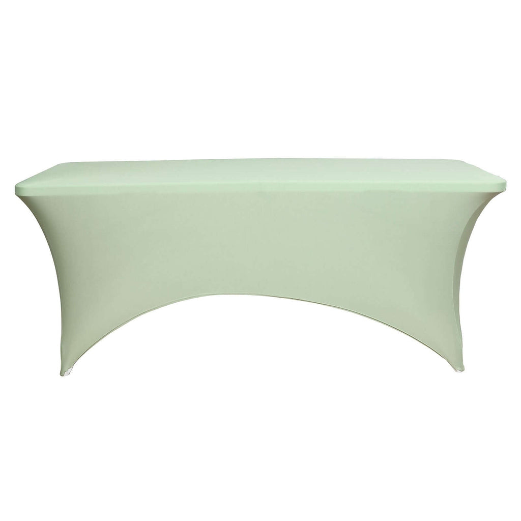 Stretch Spandex 96"x30" Rectangle Table Cover Sage Green - Durable Form-Fitting Tablecloth