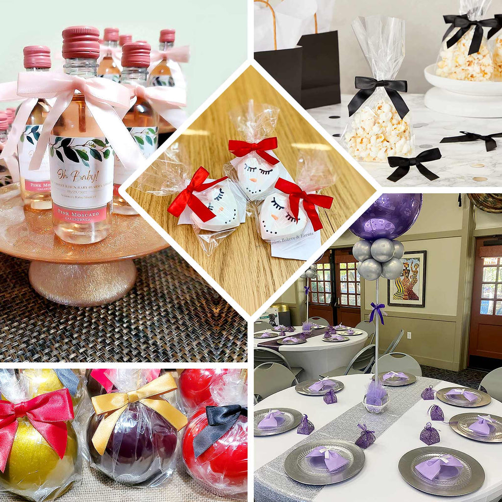 50 Pcs 3" Satin Ribbon Bows With Twist Ties, Gift Basket Party Favor Bags Decor - Hunter Emerald Green Classic Style