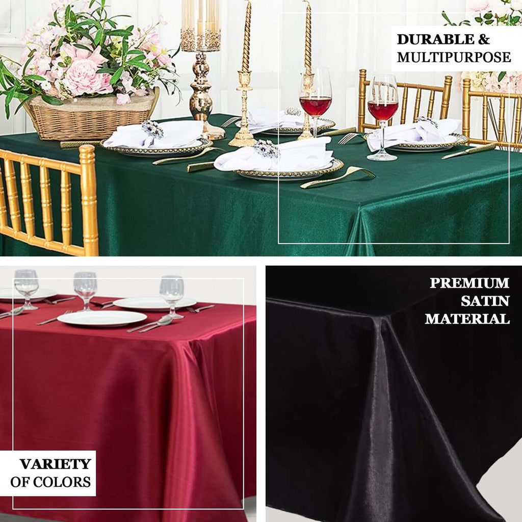 Satin Rectangular 90"x156" Tablecloth Champagne - Seamless Table Cover