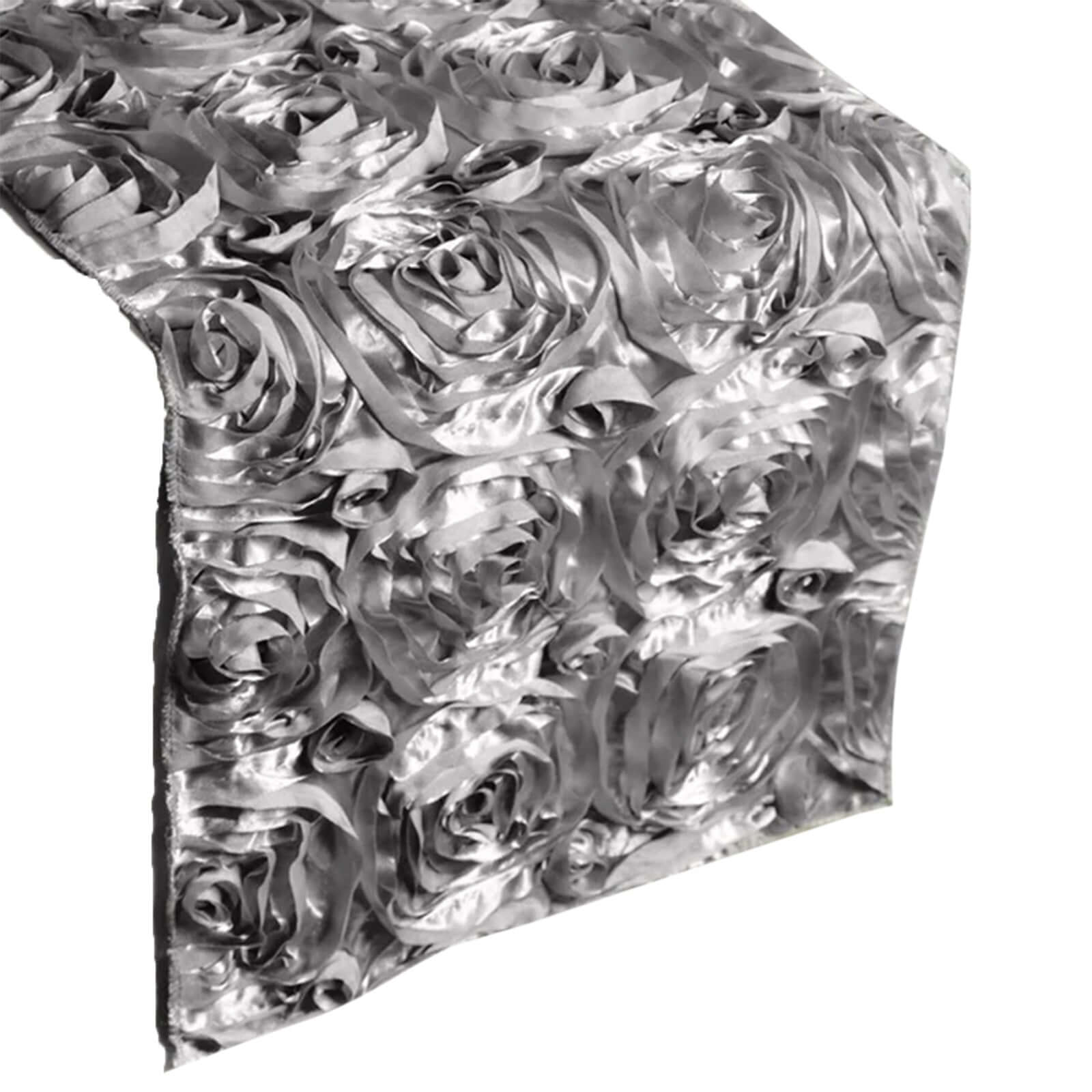 Rosette Satin 14"x108" Table Runner Silver - Grandiose Design