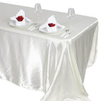 Satin Rectangular 90"x132" Tablecloth Ivory - Seamless Table Cover