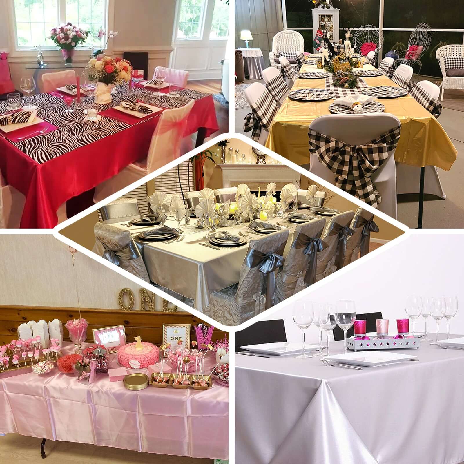 Satin Rectangular 60"x102" Tablecloth Dusty Rose - Smooth and Lustrous Table Cover