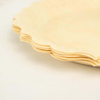 12-Pack Birchwood 9" Round Dinner Plates in Natural with Scalloped Rim - Eco Friendly Wooden Disposable Plates for Farmhouse-Style Events, Parties & Gatherings