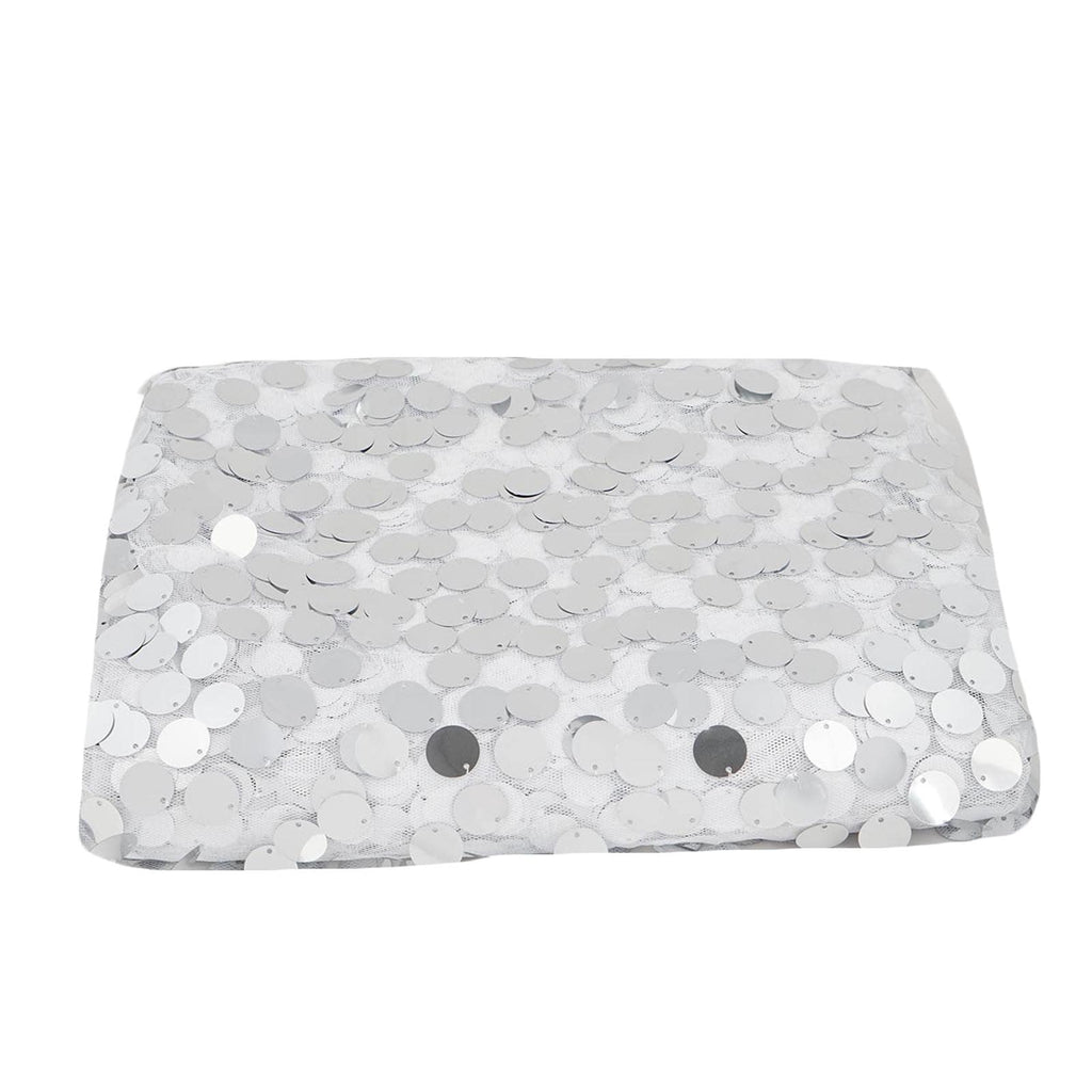 54"x4 Yards Silver Big Payette Sequin Fabric Roll, Mesh Sequin DIY Craft Fabric Bolt
