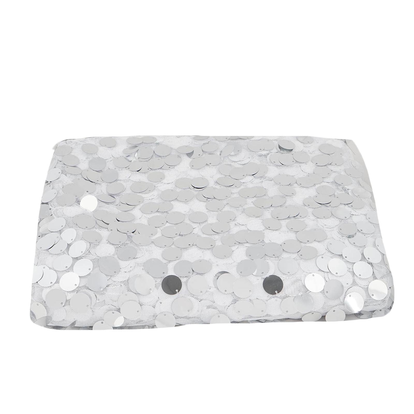 54"x4 Yards Silver Big Payette Sequin Fabric Roll, Mesh Sequin DIY Craft Fabric Bolt